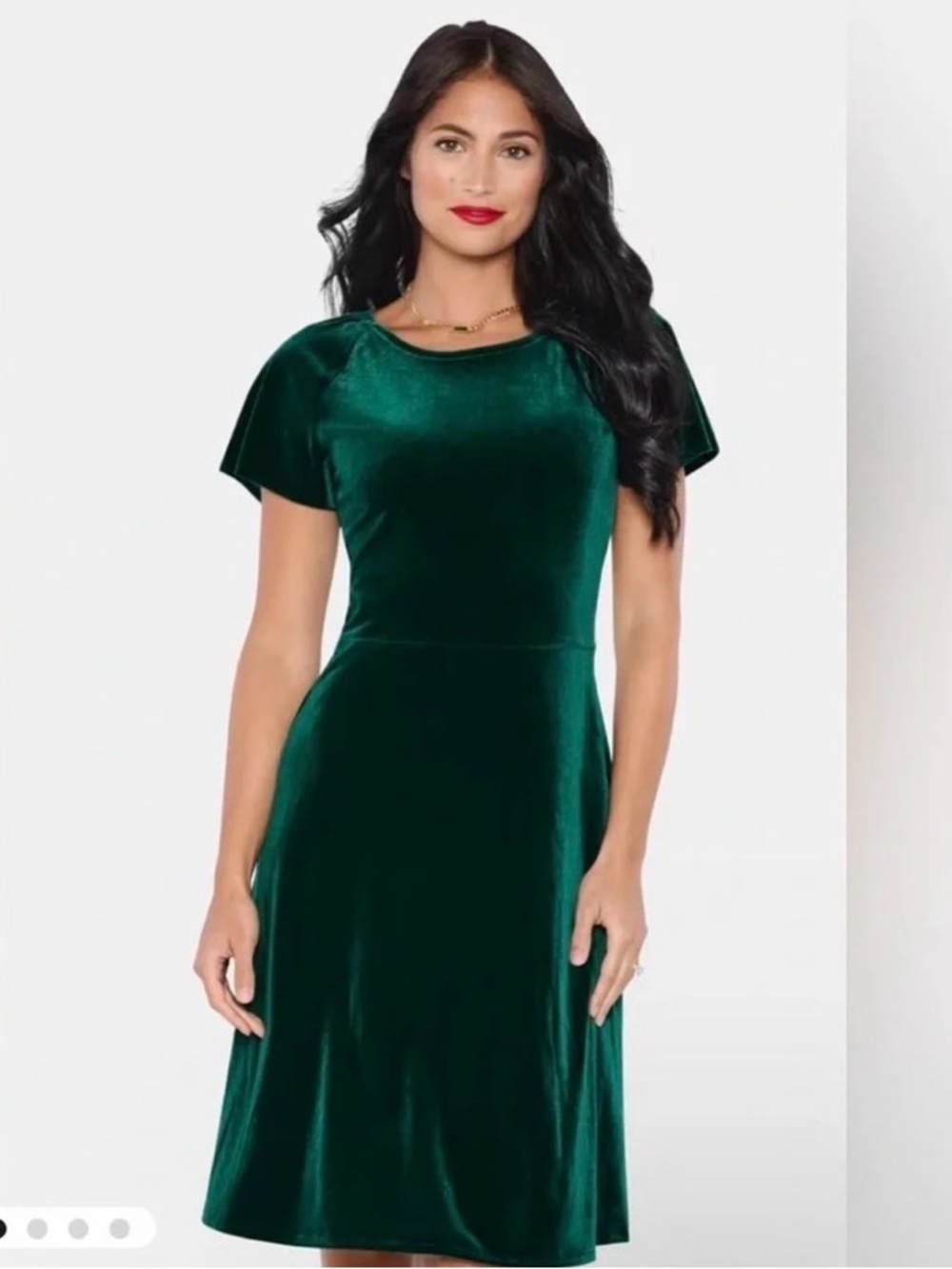 Children’s Place Emerald Spruce Velvet Short-Sleeve Fit & Flare Dress